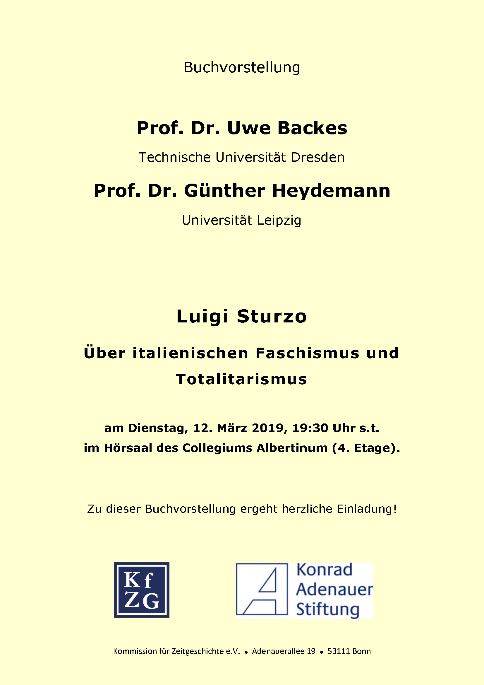 Uwe Backes / Günther Heydemann: Luigi Sturzo. Über italienischen Faschismus und Totalitarismus